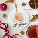 Our First Christmas As Grandparents Black Script Ceramic Ornament<br><div class="desc">Our First Christmas As Grandparents Black Script Ceramic Ornament</div>