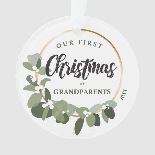 Our First Christmas as Grandparents Custom photo Ornament (Front)