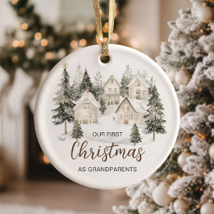 Our First Christmas as Grandparents Forest Trees Ceramic Ornament