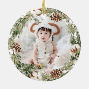 Our First Christmas as Grandparents Joy Photo Ceramic Ornament