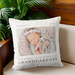 Our First Christmas as Grandparents Modern Chic Cushion<br><div class="desc">Design is composed of modern chic typography with sans serif and serif font. Add a custom photo of baby and year.</div>