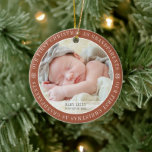 Our First Christmas As Grandparents Modern Photo Ceramic Ornament<br><div class="desc">Design is simple and classic. Add a photo of the baby and name and birth year. Add a photo of the grandparents as well. Nice gift for grandparents.</div>