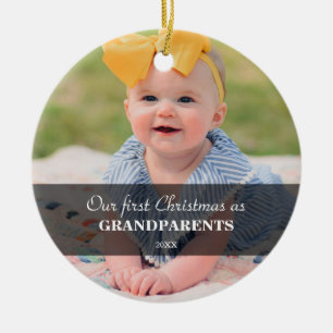 Our First Christmas as Grandparents Photo Art Ceramic Ornament