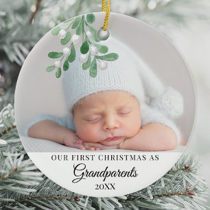 Our First Christmas As Grandparents Photo Ceramic Ornament