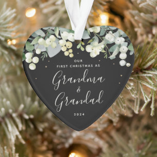 Our First Christmas as Grandparents Photo Heart Ornament