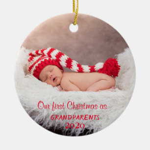Our First Christmas As Grandparents,Photo Holiday Ceramic Ornament