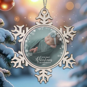 Our First Christmas As Grandparents Photo Ornament