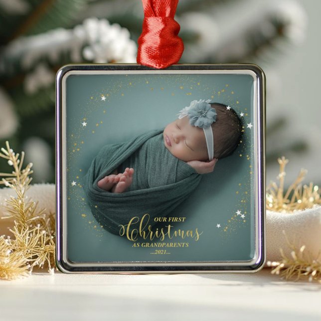 Our First Christmas As Grandparents Photo Ornament (Creator Uploaded)