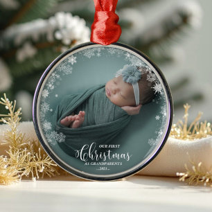 Our First Christmas As Grandparents Photo Ornament