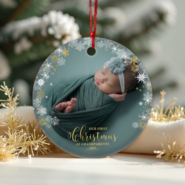 Our First Christmas As Grandparents Photo Ornament (Creator Uploaded)
