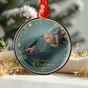 Our First Christmas As Grandparents Photo Ornament