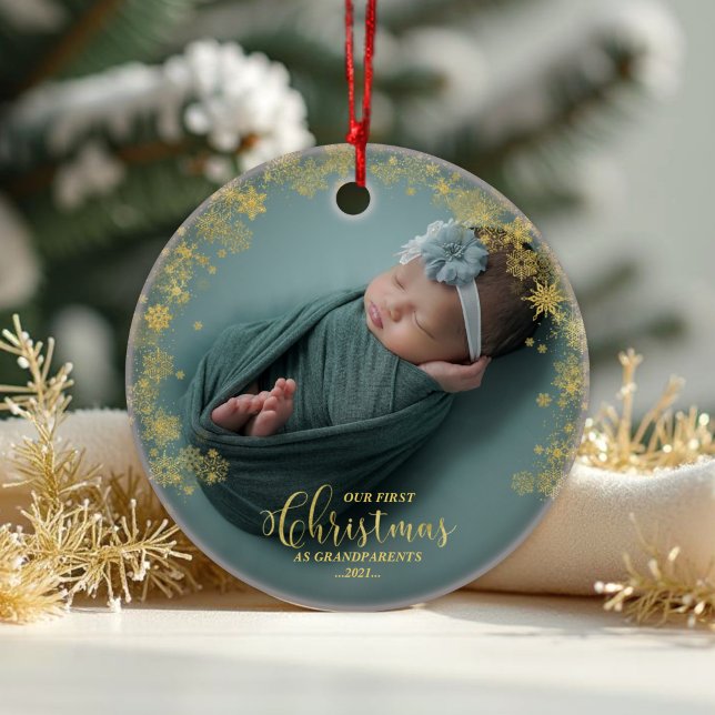 Our First Christmas As Grandparents Photo Ornament (Creator Uploaded)