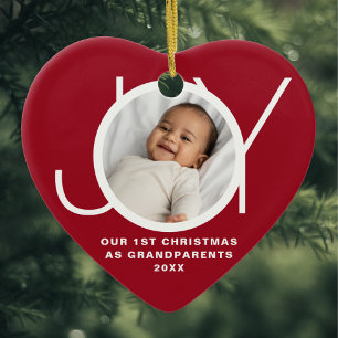 Our First Christmas As Grandparents Photo Red Ceramic Ornament