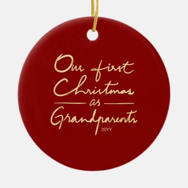 Our First Christmas as Grandparents Photo Unique Ceramic Ornament (Front)
