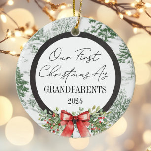 Our First Christmas as Grandparents Vintage Photo  Ceramic Ornament