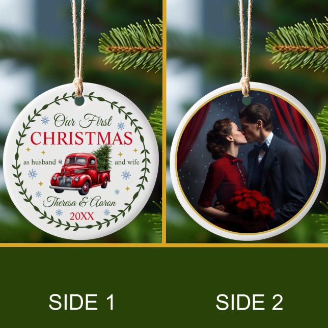 Our First Christmas as Husband and Wife  Ceramic Ornament (Creator Uploaded)