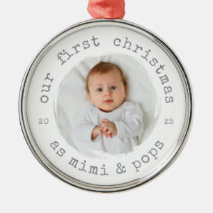 Our First Christmas as Mimi & Pops 2025 Photo Metal Ornament