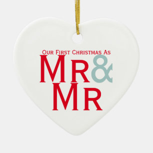 Our First Christmas as Mr and Mr Gay Themed Ceramic Ornament