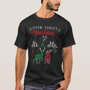 Our First Christmas as Mr and Mrs 2024 PJS Couples T-Shirt