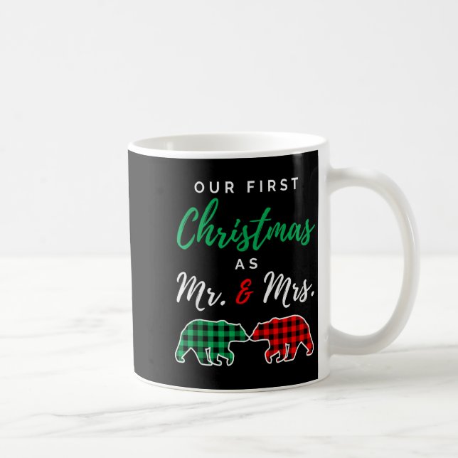 Our First Christmas As Mr. And Mrs. Buffalo Plaid  Coffee Mug (Right)