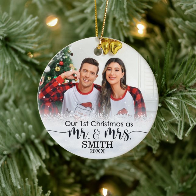 Our First Christmas As Mr And Mrs Ceramic Ornament (Tree)