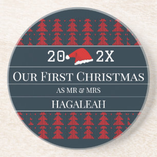 Our First Christmas as Mr and Mrs Couple Newlywed  Coaster