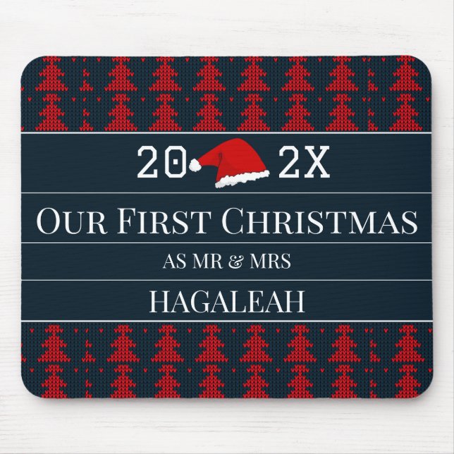 Our First Christmas as Mr and Mrs Couple Newlywed  Mouse Pad (Front)