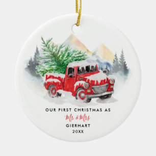 Our First Christmas as Mr and Mrs Modern Ceramic Ornament