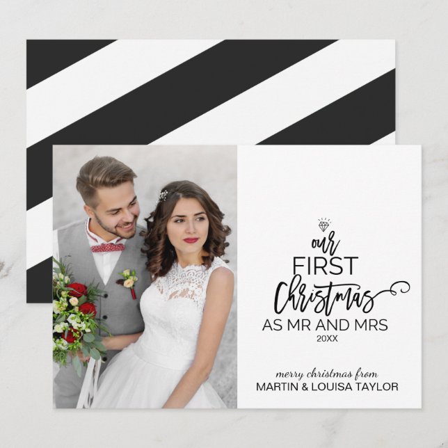 Our First Christmas as Mr and Mrs Photo Holiday Card (Front/Back)