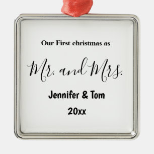 our first christmas as mr and mrs photo wedding ce metal ornament