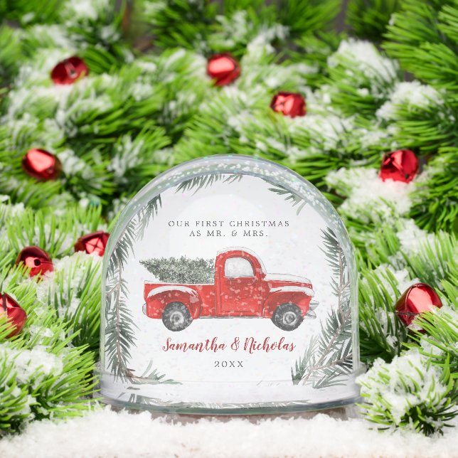 Our First Christmas as Mr and Mrs Red Truck Snowglobe (Christmas)