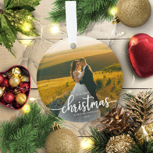 Our First Christmas As Mr And Mrs Simple Elegant Ornament