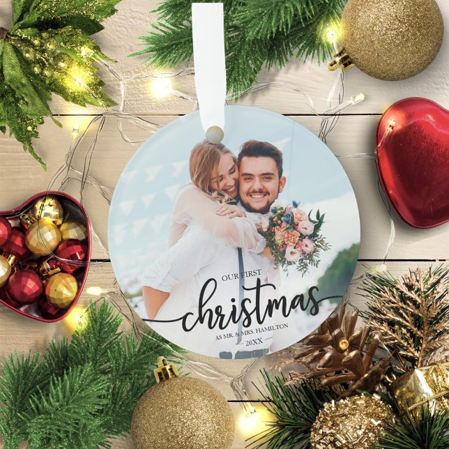 Our First Christmas As Mr And Mrs Simple Elegant Ornament (Creator Uploaded)