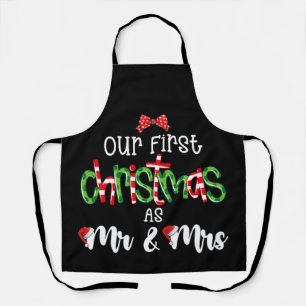 Our First Christmas As Mr And Mrs Wife Husband Cou Apron