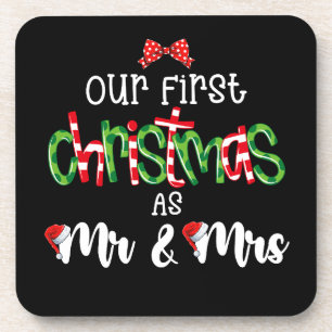 Our First Christmas As Mr And Mrs Wife Husband Cou Coaster