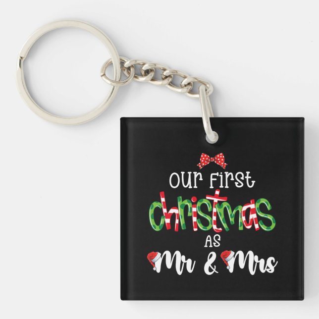Our First Christmas As Mr And Mrs Wife Husband Cou Key Ring (Front)