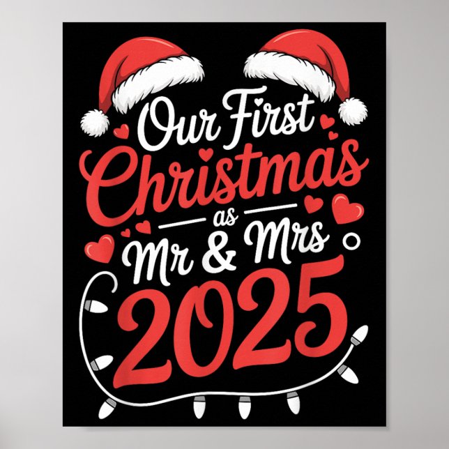 Our First Christmas As Mr Mrs 2025 Married Couples Poster (Front)