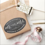 Our First Christmas As Mr & Mrs Chalkboard Wedding Oval Sticker<br><div class="desc">Designed by fat*fa*tin. Easy to customise with your own text,  photo or image. For custom requests,  please contact fat*fa*tin directly. Custom charges apply.

www.zazzle.com/fat_fa_tin
www.zazzle.com/color_therapy
www.zazzle.com/fatfatin_blue_knot
www.zazzle.com/fatfatin_red_knot
www.zazzle.com/fatfatin_mini_me
www.zazzle.com/fatfatin_box
www.zazzle.com/fatfatin_design
www.zazzle.com/fatfatin_ink</div>