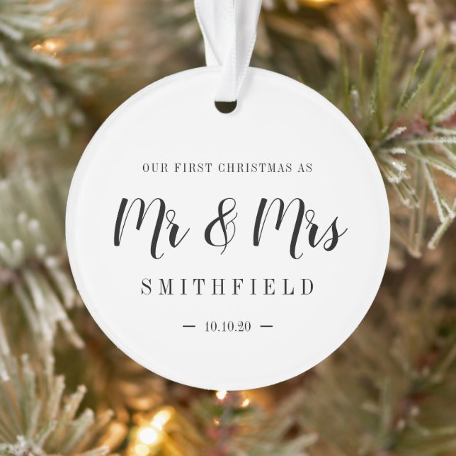 Our First Christmas as Mr & Mrs Custom Wedding Ornament (Tree)