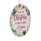 Our First Christmas as Mr Mrs Floral Wreath Photo