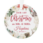 Our First Christmas as Mr Mrs Floral Wreath Photo