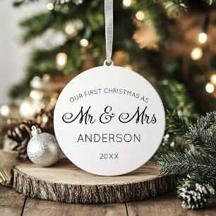 Our First Christmas As Mr & Mrs Holiday Christmas Ceramic Ornament