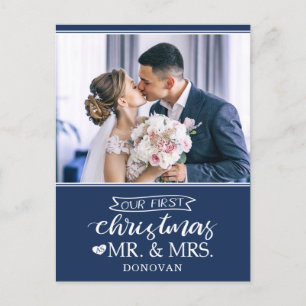 Our first Christmas as mr & mrs newlyweds Holiday Postcard