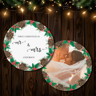 Our First Christmas as Mr & Mrs Newlyweds Photo Holiday Card