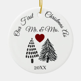 Our First Christmas As Mr. & Mrs Personalised Year Ceramic Ornament