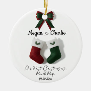 Our First Christmas as Mr & Mrs Personalized Ceramic Ornament