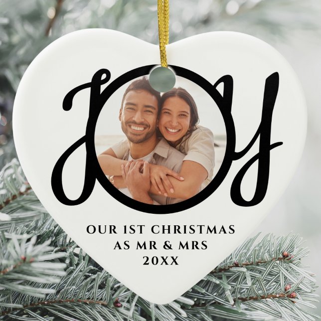 Our First Christmas As Mr & Mrs Photo Ceramic Ornament (Creator Uploaded)