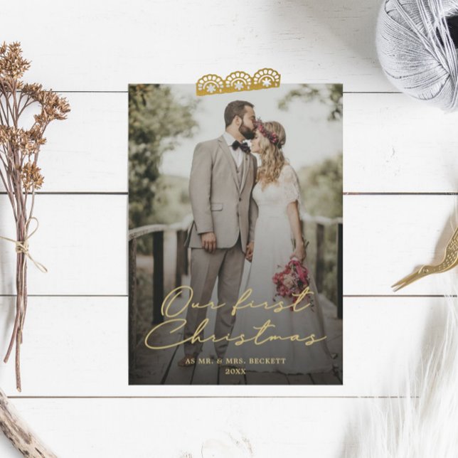 Our First Christmas As Mr. & Mrs. Photo Holiday Card (Creator Uploaded)