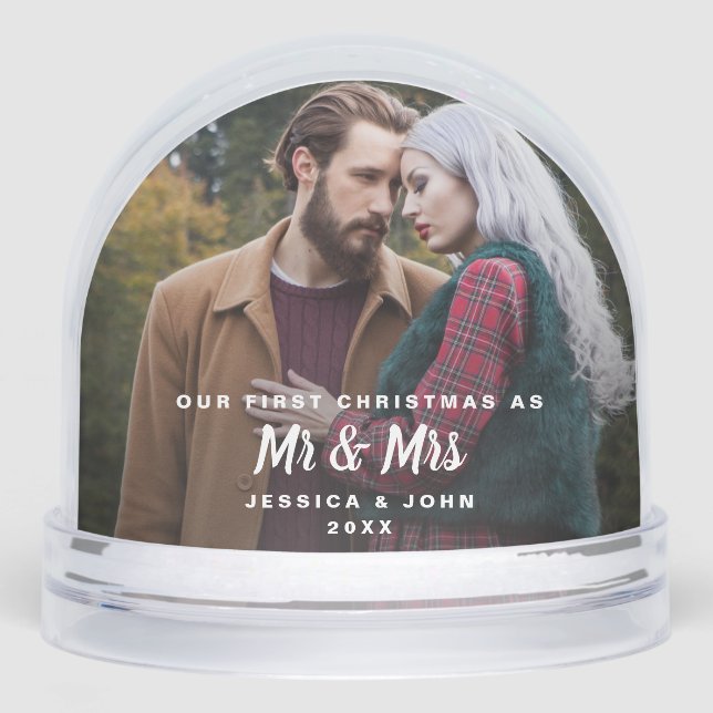 Our First Christmas as Mr & Mrs Photo Keepsake Snowglobe (Front)