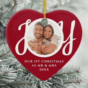 Our First Christmas As Mr & Mrs Photo Red Ceramic Ornament